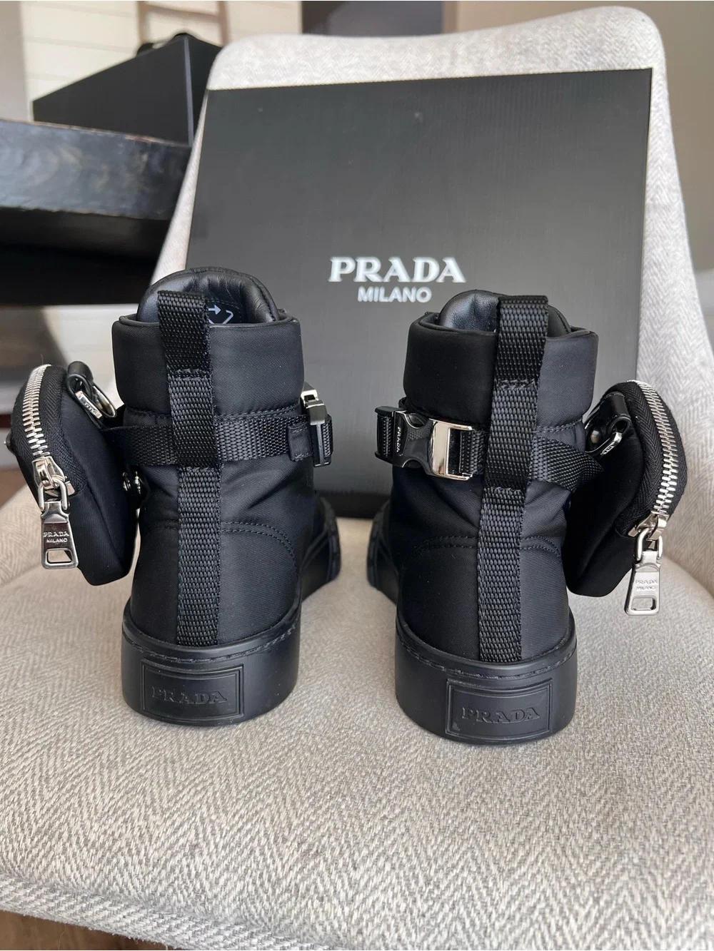 PRADA | Wheel Re-Nylon High-Top Sneakers